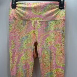 Fabletics powerhold XS multi color leggings pink orange lime